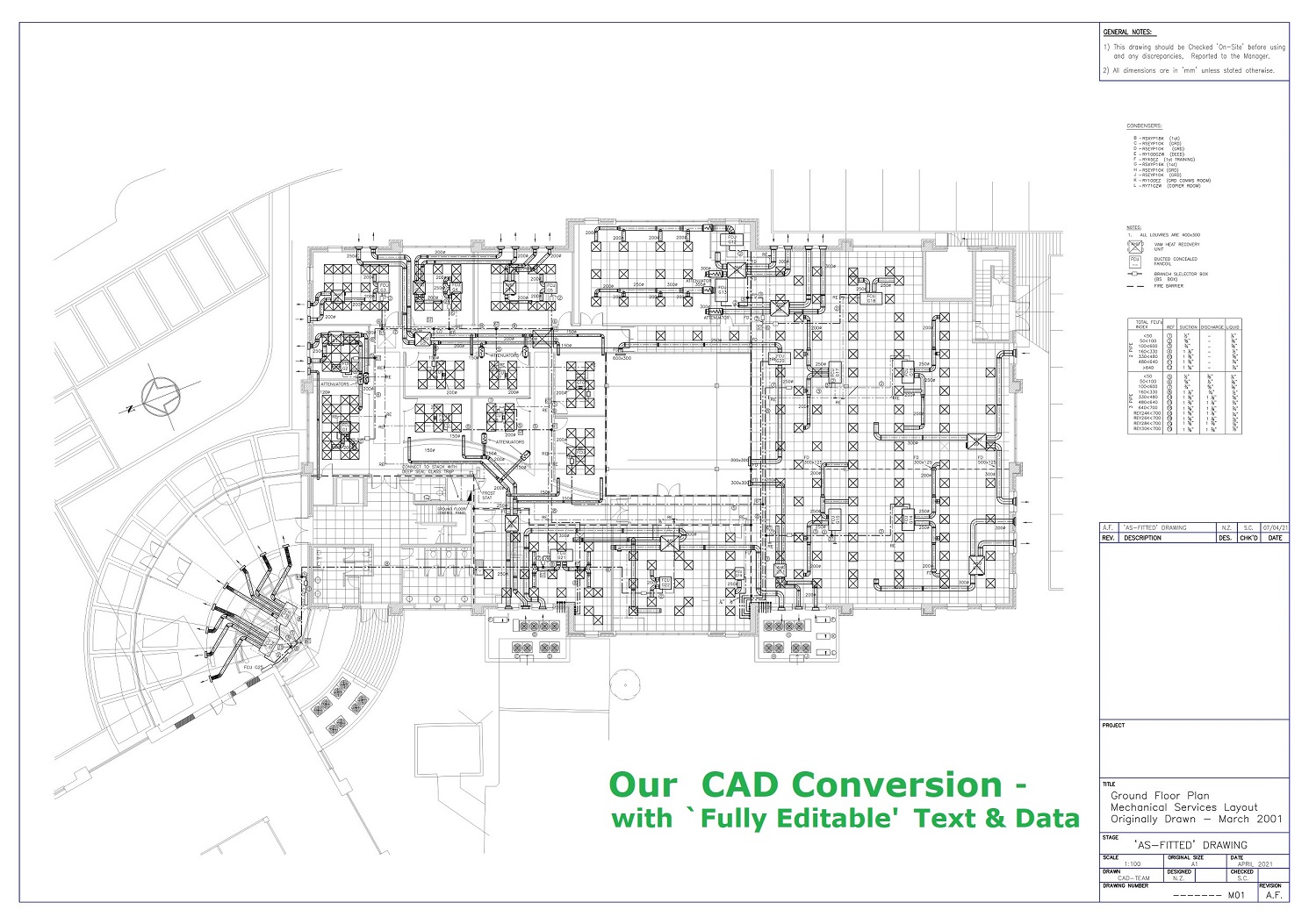 Example 1 - Paper Drawing into CAD - M01 -`As-Fitted' Drawing . . .